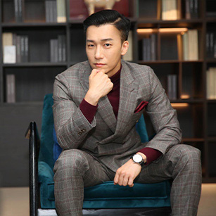 男士灰色格紋同款西服定制