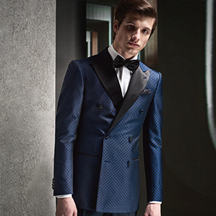 藍色格紋高端禮服套裝