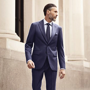 藍色豎條紋奢華經典商務套裝